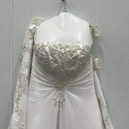 NWT David's Bridal Womens White Beaded Strapless Wedding Maxi Dress Size 10 alternative image