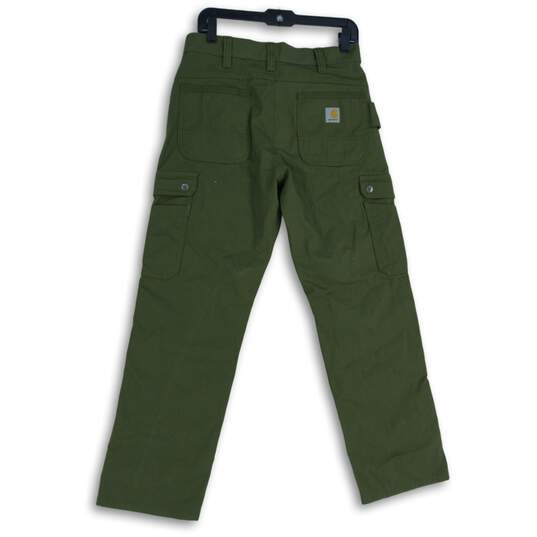 Carhartt Mens Green Fleece Lined Relaxed Fit Ripstop Work Cargo Pants Size 30x30 image number 2