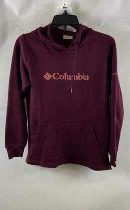 Columbia Womens Burgundy Long Sleeve Pockets Pullover Hooded Sweatshirt Size S