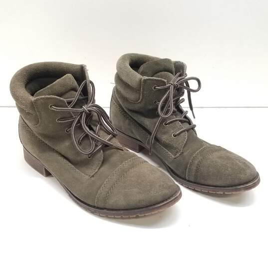Steve Madden Maecie Olive Green Suede Lace Up Ankle Boots Women's Size 8.5 M image number 3