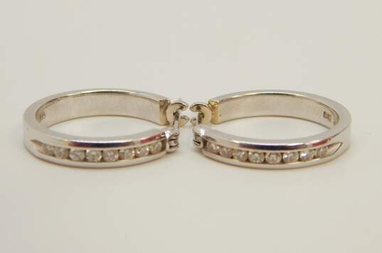 14K White Gold 0.24 CTTW Diamond Hoop Earrings 3.8g image number 1