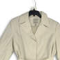 Womens Beige Notch Lapel Long Sleeve Tie Waist Trench Coat Size 12 image number 3