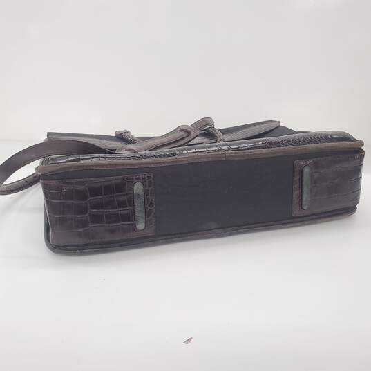 Brighton Business Black & Brown Croc Embossed Leather Laptop Briefcase image number 5
