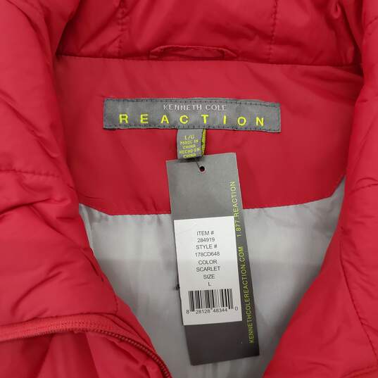 Kenneth Cole Reaction Scarlet Red Full Zip Puffer Down Vest Jacket NWT Size L image number 3