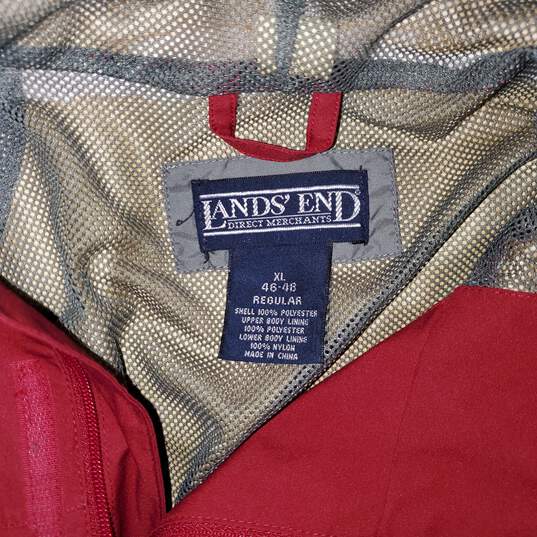 Lands End Red Full Zip Hooded Gore-Tex Rain Jacket Size XL(46-48) image number 3