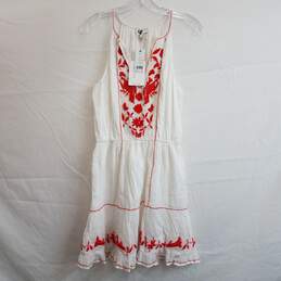 Joie women's red / white cotton embroidered halter neck summer dress S