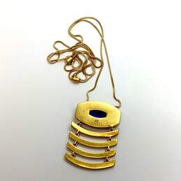 Designer Madewell Gold-Tone Lapis Geometric Modernist Pendant Necklace alternative image