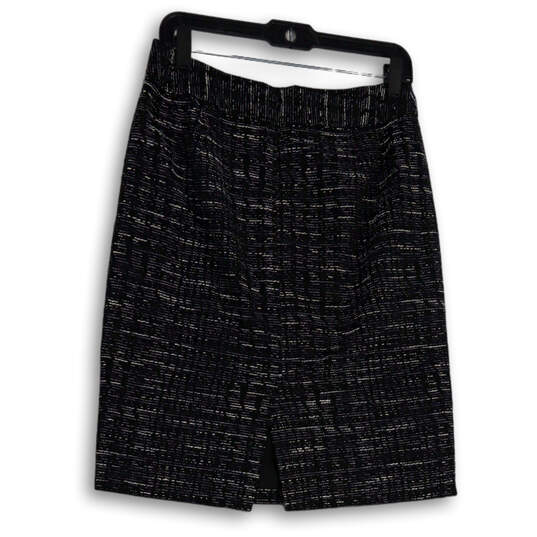 Womens Black Blue Elastic Waist Slit Pull-On Straight And Pencil Skirt Sz 8 image number 2