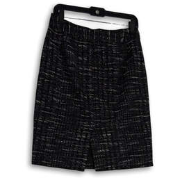 Womens Black Blue Elastic Waist Slit Pull-On Straight And Pencil Skirt Sz 8 alternative image