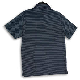 Mens Blue Striped Spread Collar Short Sleeve Polo Shirt Size Medium alternative image
