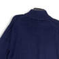 Mens Blue Regular Fit Knitted 1/4 Zip Mock Neck Long Sleeve Pullover Sweater image number 4