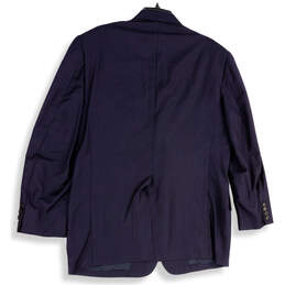 Mens Blue Long Sleeve Pockets Notch Lapel Single Breasted Suit Blazer 46R alternative image
