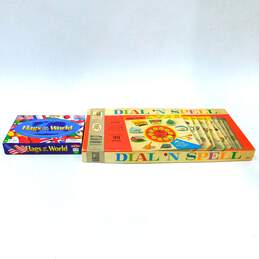 VNTG Board Games Flags of the World & Dial N Spell Complete IOB