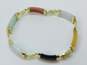 14K Gold Multi Color Nephrite & Onyx Curved Panel Chinese Characters Linked Bracelet 13.7g image number 3