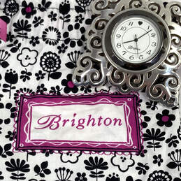 Designer Brighton Geneva G20100 Silver-Tone Engraved Round Dial Desk Clock