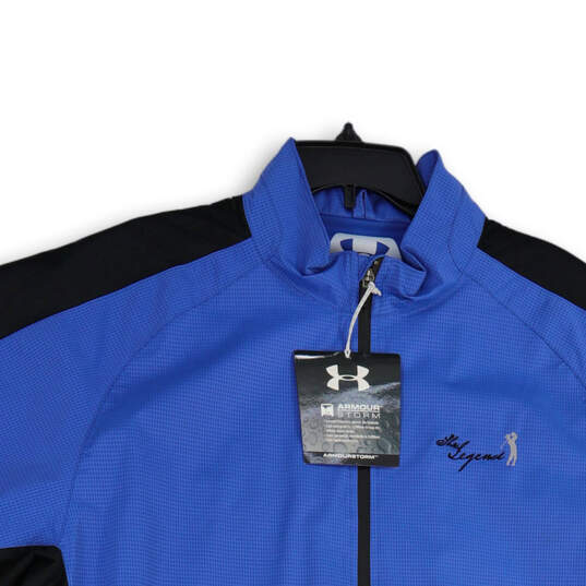 NWT Mens Blue Black Short Sleeve Quarter Zip Activewear T-Shirt Size XL image number 3