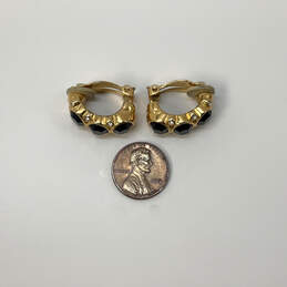 Designer Swarovski Gold-Tone Black Stone Crystal Clip On Stud Earrings alternative image