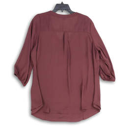 NWT Womens Purple Meila Relaxed Fit Front Zip 3/4 Sleeve Blouse Top Size 18 alternative image