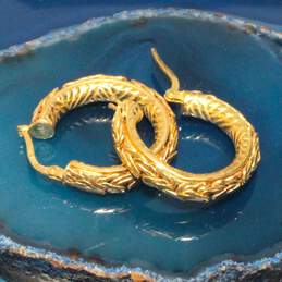 14K Yellow Gold Byzantine Hoop Earrings - 4.25g