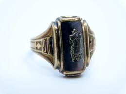Vintage 10K Gold Mother of Pearl Shell & Black Enamel Class Ring 5.4g