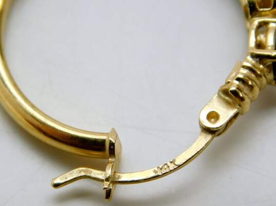 14K Yellow Gold Sapphire Diamond Hoop Earrings 3.9g image number 4