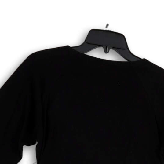 Womens Black Long Sleeve Side Ruched Zipper Blouse Top Size Large image number 4