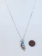 Southwestern Artisan 925 Sterling Silver Faux Turquoise Kokopelli Pendant On Box Chain Necklace 4.6g image number 3
