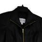 Womens Black Faux Leather Long Sleeve Full-Zip Motorcycle Jacket Size XS image number 3