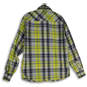 NWT Mens Blue Yellow Plaid Spread Collar Flap Pocket Button-Up Shirt Sz L image number 2