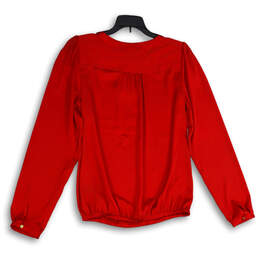 NWT Womens Red Keyhole Neck Long Sleeve Pullover Blouse Top Size Small alternative image