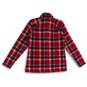 Womens Red Plaid Fleece Long Sleeve Mock Neck 1/4 Zip Pullover Sweater Size M image number 2