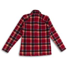Womens Red Plaid Fleece Long Sleeve Mock Neck 1/4 Zip Pullover Sweater Size M alternative image