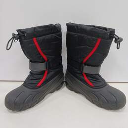 Boys Flurry NY1885-015 Black Drawstring Mid Calf Round Toe Snow Boots Size 3