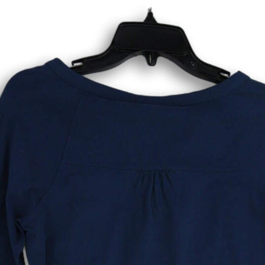 NWT Womens Blue Embroider Split Neck Long Sleeve Blouse Top Size M image number 4