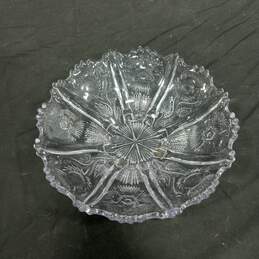 Vintage Hibee Glass Co Footed Clear Paneled Thistle Bowl