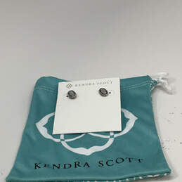 Designer Kendra Scott Silver-Tone Rhinestone Beaded Stud Earrings w/ Bag
