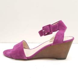 Louise Et Cie Suede Stacked Heel Sandals Purple 9
