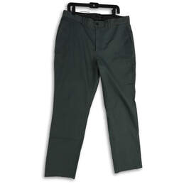 Mens Green Flat Front Slash Pocket Straight Leg Chino Pants Size 36X32