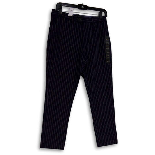 NWT Mens Blue White Striped Flat Front Pockets Dress Pants Size 28X28 image number 1
