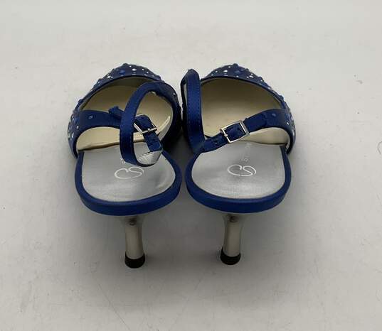 St. John Women's Size 7.5 Blue Suede Jeweled Heels With Box image number 5