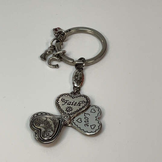 Designer Brighton Silver-Tone Faith Love Luck Heart Round Ring Key Chain image number 3