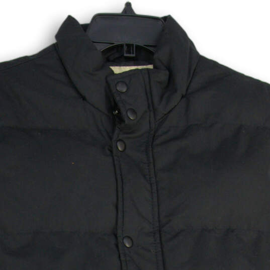 Mens Black Mock Neck Pockets Snap Front Puffer Vest Size Large image number 3