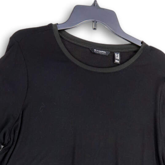 Womens Black Short Sleeve Crew Neck Regular Fit Pullover Tunic Top Size 1X image number 4