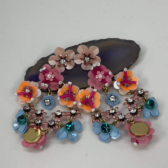 Designer J. Crew Gold-Tone Multicolor Crystal Cut Stone Drop Earrings image number 1