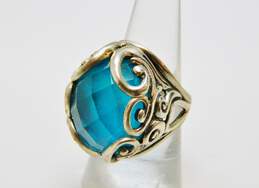 Carolyn Pollack 925 Teal Mother Of Pearl Doublet Swirl Ring 15.7g alternative image