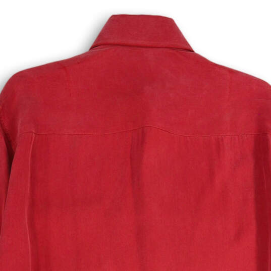 NWT Mens Red Spread Collar Long Sleeve Button-Up Shirt Size Small image number 4