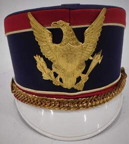 Vintage Bayly & Son Bayl-Stron Navy Blue & Red Marching Band Uniform Hat