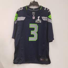 Nike Mens Navy Blue Seattle Seahawks Russell Wilson #3 NFL Jersey Size XL