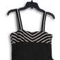 Womens Black Striped Smocked Waist Wide Strap Sleeveless Mini Dress Size 8 image number 4