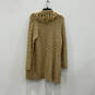 NWT Womens Tan Long Sleeve Sparkle Fringe Open Front Cardigan Sweater Sz 2 image number 2